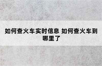 如何查火车实时信息 如何查火车到哪里了